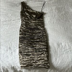 Nicole Miller Black Asymmetrical Ruched One Shoulder Dress